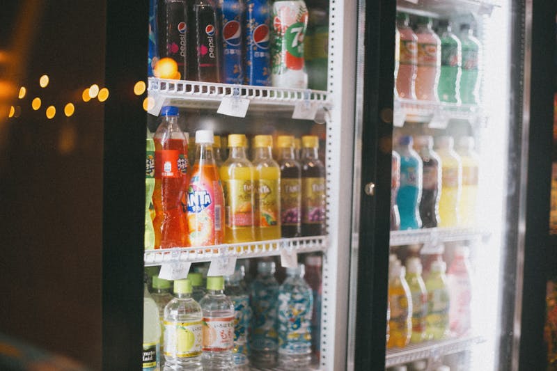 Assorted sodas drinks